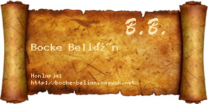 Bocke Belián névjegykártya